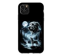 Custodia per iPhone 11 Pro Max Irish Wolfhound Howling to the Moon, cane retrò anni '90