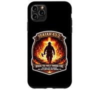 Custodia per iPhone 11 Pro Max Isaia 43 2 Vigile del fuoco Preghiera Bibbia Versi Gesù Croce