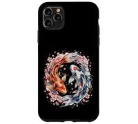 Custodia per iPhone 11 Pro Max Japanese Yin Yang Koi Fish Sakura Watercolor