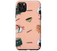 Custodia per iPhone 11 Pro Max Kawai Pattern Carino Sushi Maki Salsa di Soia Onigiri Giappone Divertente
