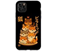 Custodia per iPhone 11 Pro Max Kawaii Fox Pyramid Anime Japanese Letters Cute