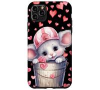 Custodia per iPhone 11 Pro Max Kawaii Mouse In Valentines Basket For Girls Cute Heart