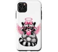 Custodia per iPhone 11 Pro Max Kawaii Raccoon Valentine's Day Angel With Heart Sunglasses