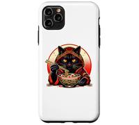 Custodia per iPhone 11 Pro Max Kawaii Ramen Cat giapponese xilografia Fuji Sunset Art