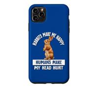 Custodia per iPhone 11 Pro Max Kids Womens Humans Hurt My Head Bunny Rabbits Make Me Happy