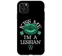 Custodia per iPhone 11 Pro Max Kiss Me I'm a Lesbian St Patricks Day Green Lips Les Pride