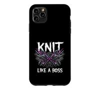 Custodia per iPhone 11 Pro Max Knitting Crafter Knit Like A Boss Heavy Metals Skull