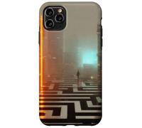 Custodia per iPhone 11 Pro Max La soglia al neon - Cyberpunk Dystopian City Art