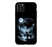 Custodia per iPhone 11 Pro Max Labradoodle nero che ulula alla luna retrò anni '90 Doodle Dog