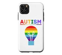 Custodia per iPhone 11 Pro Max Lampadina arcobaleno per la consapevolezza dell'autismo, supporto autistico, mamma e papà