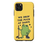 Custodia per iPhone 11 Pro Max Lasciamo cadere il disco all'alba Funny Hockey Frog