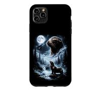 Custodia per iPhone 11 Pro Max Leone marino che ulula alla luna anni '90 retrò