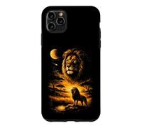 Custodia per iPhone 11 Pro Max Leone Savana Notte Luna Celeste Streak Fauna Selvatica