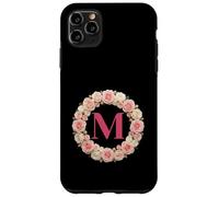 Custodia per iPhone 11 Pro Max Letter H Floral Monogram Initial Name Pink White Flower