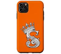 Custodia per iPhone 11 Pro Max Lettera S Iniziale + Corona Arancione