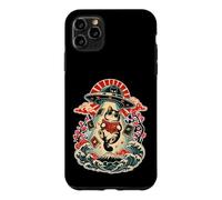 Custodia per iPhone 11 Pro Max Lettura di gatti UFO Libri Onde giapponesi Retro Space Art