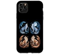 Custodia per iPhone 11 Pro Max Lupi mistici Ululando Luna Divertente Fantasy Wildlife