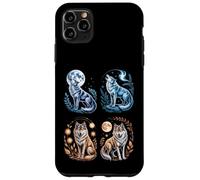 Custodia per iPhone 11 Pro Max Lupi mistici Ululando Luna Divertente Fantasy Wildlife