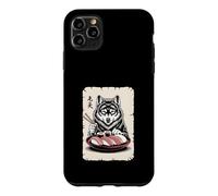 Custodia per iPhone 11 Pro Max Lupo Mangiare Sushi Giapponese Ramen Anime