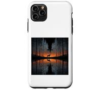 Custodia per iPhone 11 Pro Max lupo, silhouette, lago, riflessione, su, il, lago