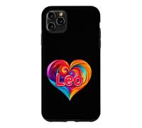 Custodia per iPhone 11 Pro Max Maglietta con scritta "I Heart Love Leo First Name", colorata