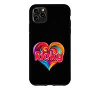 Custodia per iPhone 11 Pro Max Maglietta con scritta "I Heart Love Ricky First Name", colorata