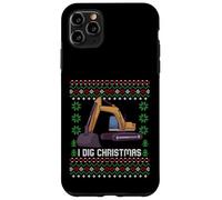 Custodia per iPhone 11 Pro Max Maglione natalizio I Dig Christmas Excavator Ugly