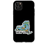 Custodia per iPhone 11 Pro Max Mappa Vintage di New York con Iconici Luoghi da Scoprire