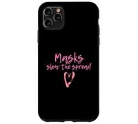 Custodia per iPhone 11 Pro Max Masks Slow The Spread Cute Pink Heart Face Mask For Girls