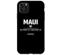 Custodia per iPhone 11 Pro Max Maui Hawaii Coordinate Tropical Island Travel Design