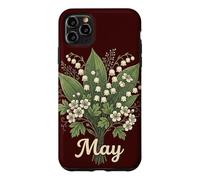 Custodia per iPhone 11 Pro Max May Birth Flower Lily of the Valley & Hawthorn Birthday