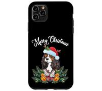 Custodia per iPhone 11 Pro Max Mens Womens Kids Merry Christmas Santa Cavalier Dog Mom