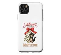 Custodia per iPhone 11 Pro Max Meowy Under The Mistletoe Cute Tuxedo Kitten Christmas