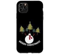 Custodia per iPhone 11 Pro Max Merry Christmas Pupazzo di neve e alberi di pino