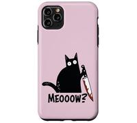 Custodia per iPhone 11 Pro Max Miao Gatto Con Coltello Divertente Gatto Nero Horror Dark Humor