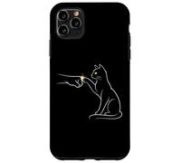 Custodia per iPhone 11 Pro Max Midnight Cat Touch Magical Bond Line Art Cat Silhouette