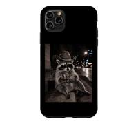 Custodia per iPhone 11 Pro Max Midnight Cowboy Raccoon con un drink sotto le luci della città