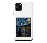 Custodia per iPhone 11 Pro Max Midnight Muse Black Cat Van Gogh ispirato Riverside Art