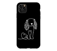 Custodia per iPhone 11 Pro Max Minimalist Line Art Heart Cavalier King Charles Spaniel Dog