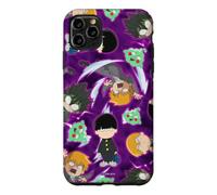 Custodia per iPhone 11 Pro Max Mob Psycho 100 Repeating Chibi Characters on Purple Anime