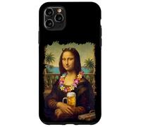 Custodia per iPhone 11 Pro Max Mona Lisa In Vacanza Alle Hawaii Con Birra Spiaggia