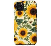 Custodia per iPhone 11 Pro Max Motivo giardino girasole con api, design rustico floreale ape