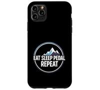 Custodia per iPhone 11 Pro Max Mountain Biking Cyclist Eat Sleep Pedal Repeat
