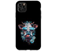 Custodia per iPhone 11 Pro Max Mucca colorata con occhiali da sole - Flower Power Design