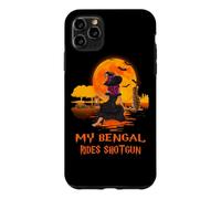 Custodia per iPhone 11 Pro Max My Bengal Rides Shotgun Cat and Witch Halloween Costume