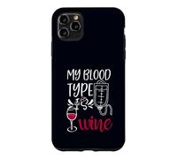 Custodia per iPhone 11 Pro Max My Blood Type is Wine Nurse Sarcastico Wine Fan Lovers Design