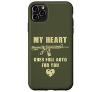Custodia per iPhone 11 Pro Max My Heart Goes Full Auto For You - Funny Sarcastic Gun Humor
