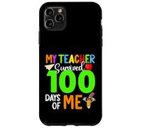 Custodia per iPhone 11 Pro Max My Teacher Survived 100 Days Of Me Studente Insegnante Bambini Ragazzi