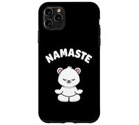 Custodia per iPhone 11 Pro Max Namaste, simpatico orso Kawaii per yoga, senza stress