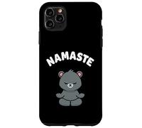 Custodia per iPhone 11 Pro Max Namaste, simpatico orso Kawaii per yoga, senza stress